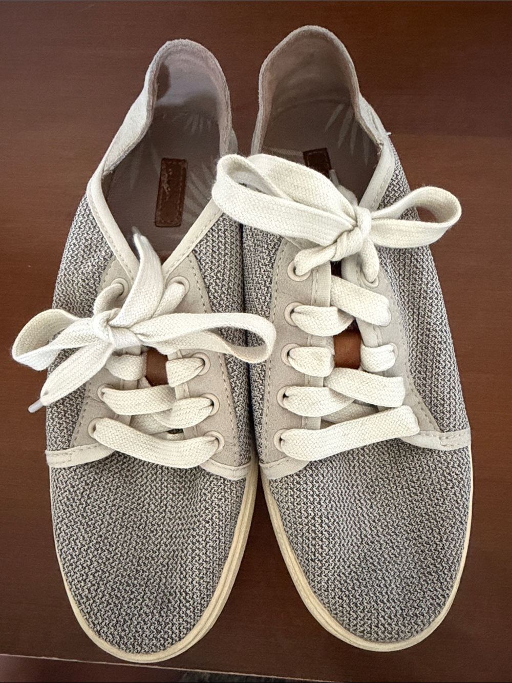Olukai Casual Women's Cream Knit Lace-Up Sneakers